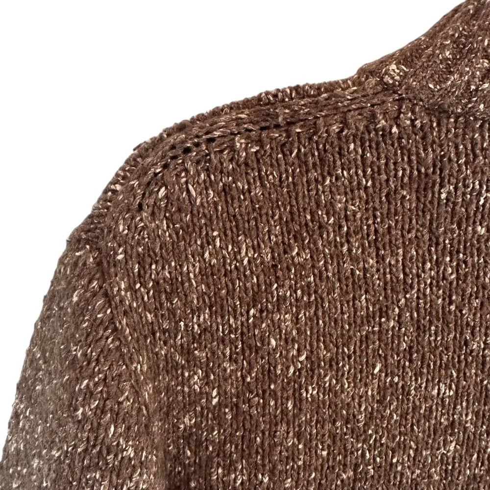 J.Crew Vintage 90s Wool Marled Speck‎ Donegal Sweater XL Brown 3D Chunky Dadcore